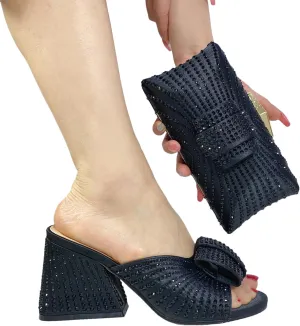 2025 Fashion Designed Soild Elegant Shoe Bag Set Classic Style African Women's Round Toe High Heels for Wedding Party