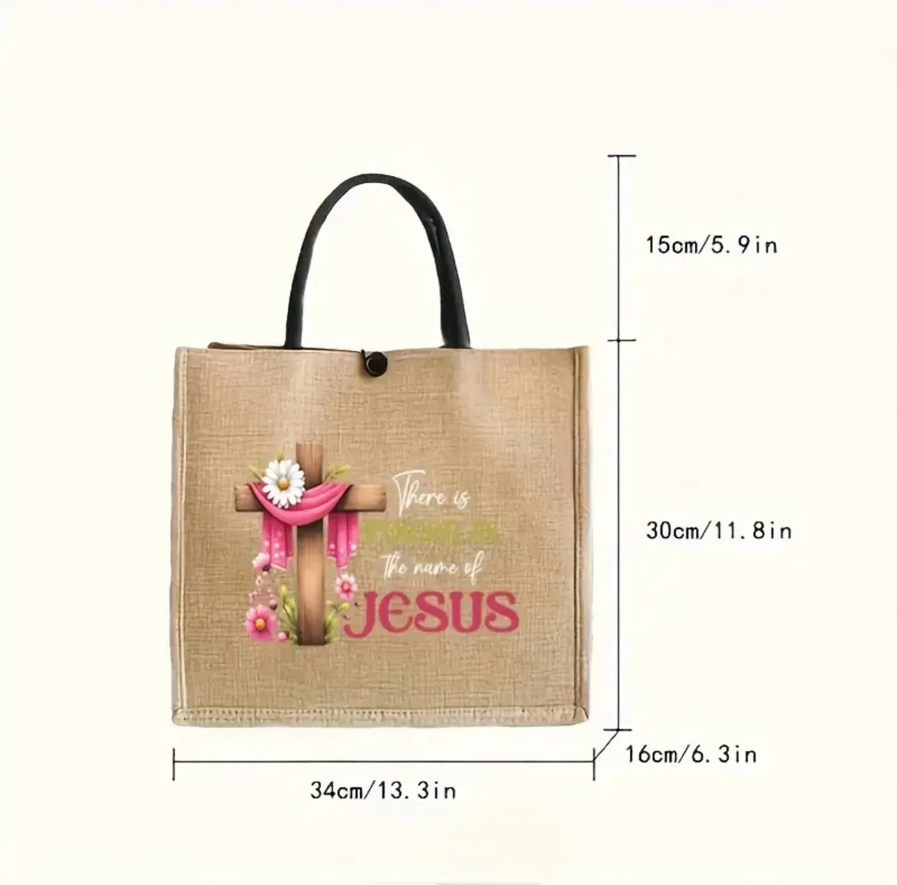 AD Cross Flower Print Tote Bag