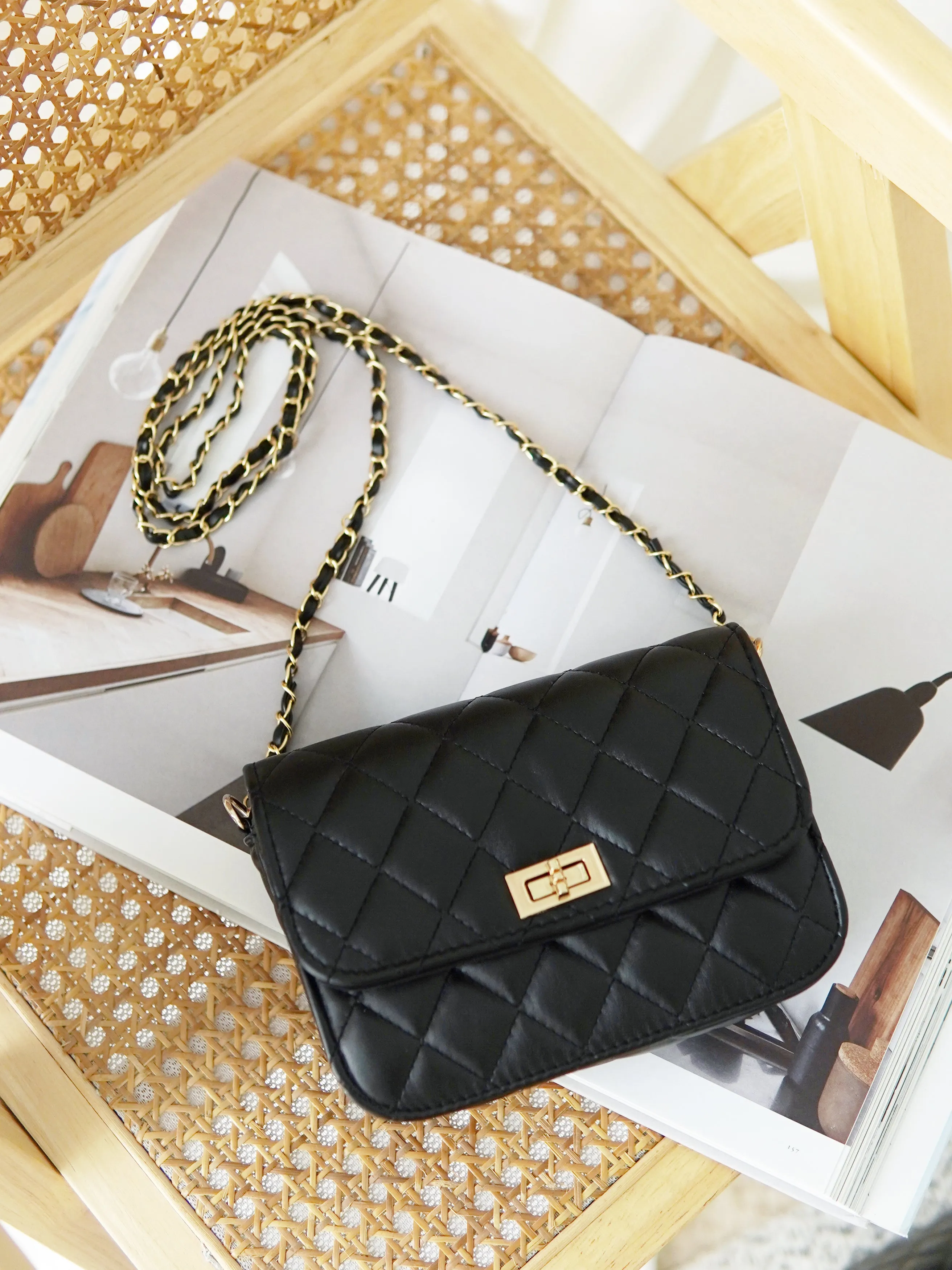 Black Gold Chain Bag