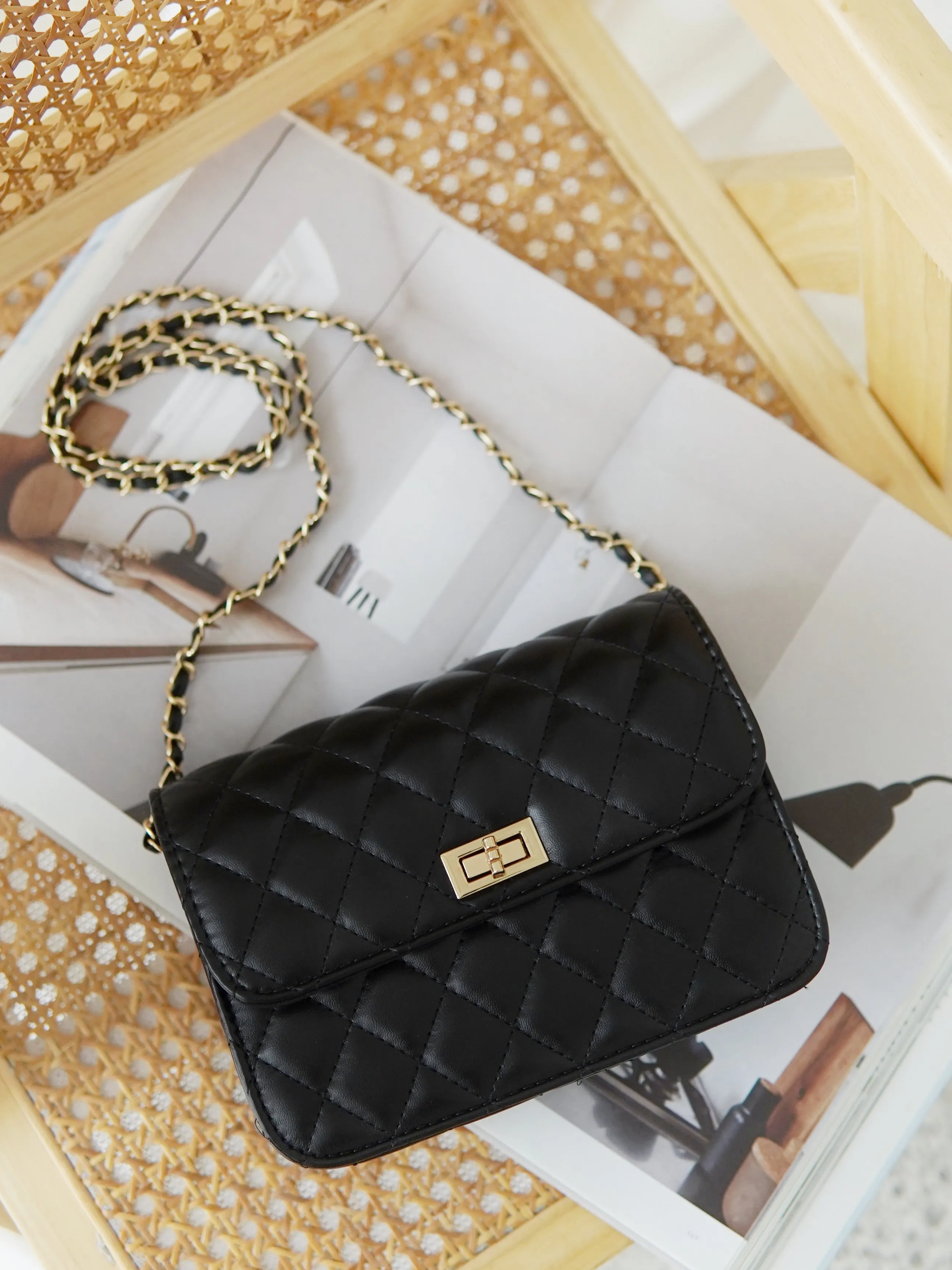 Black Gold Chain Bag