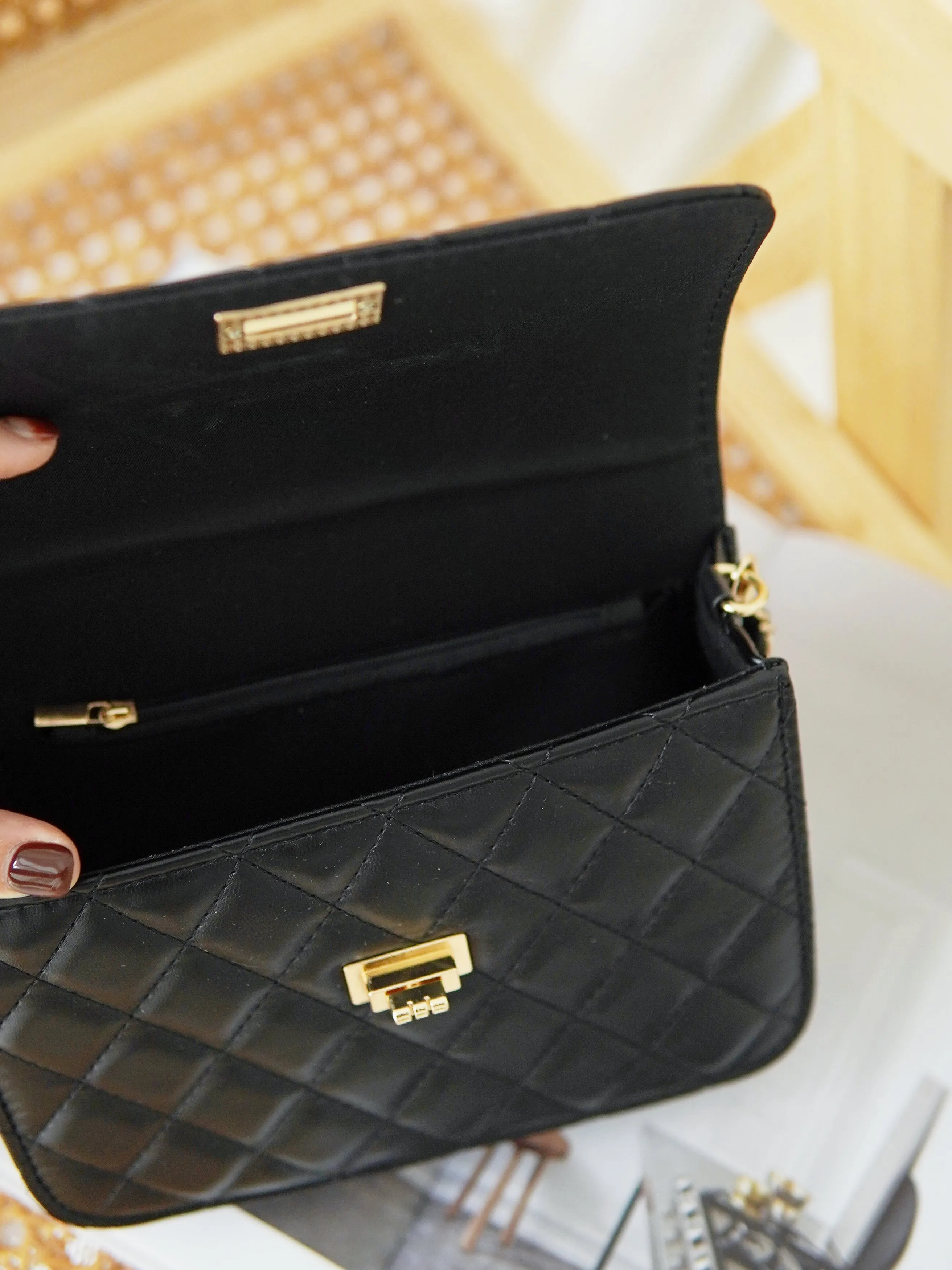 Black Gold Chain Bag