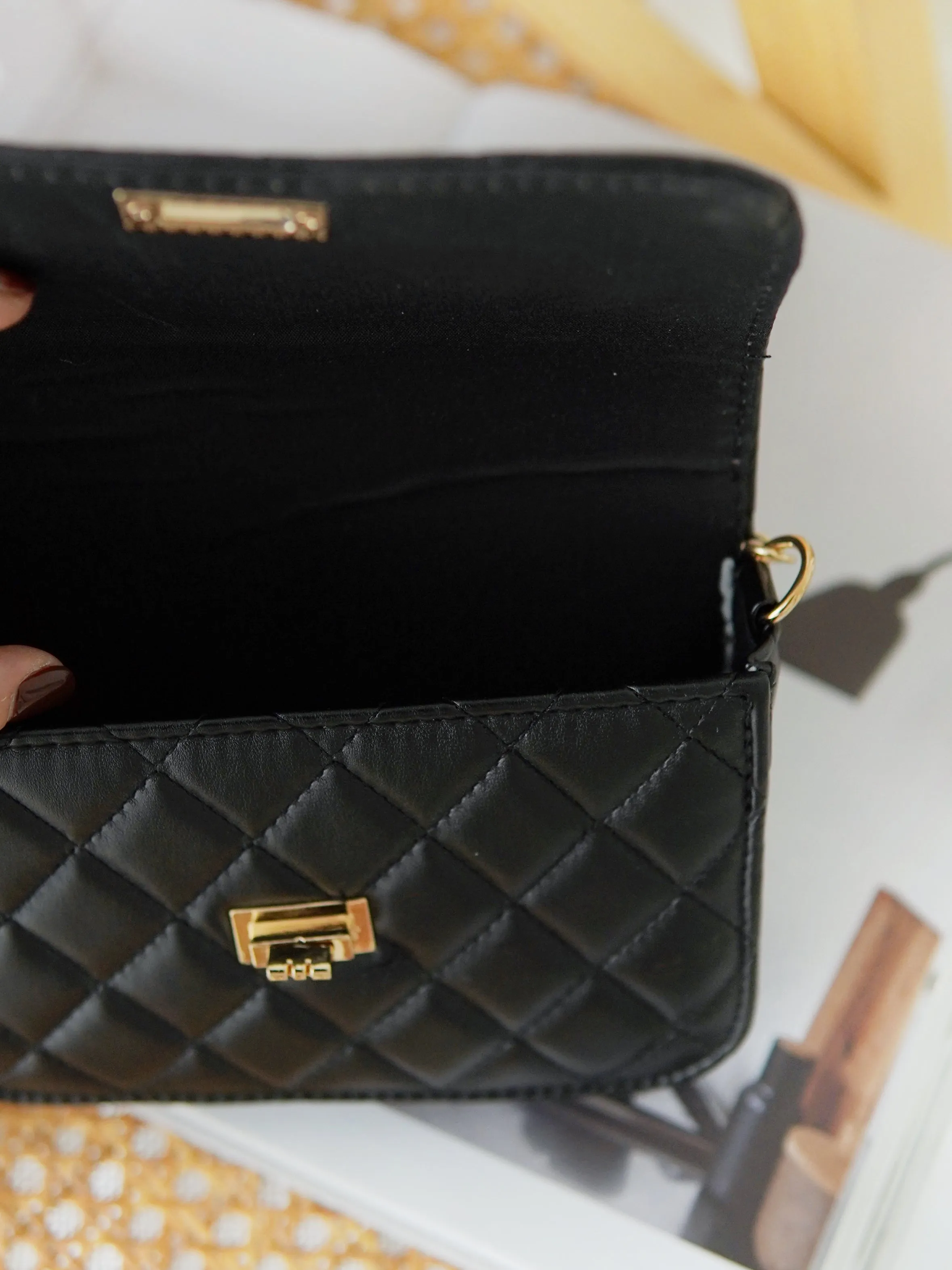 Black Gold Chain Bag