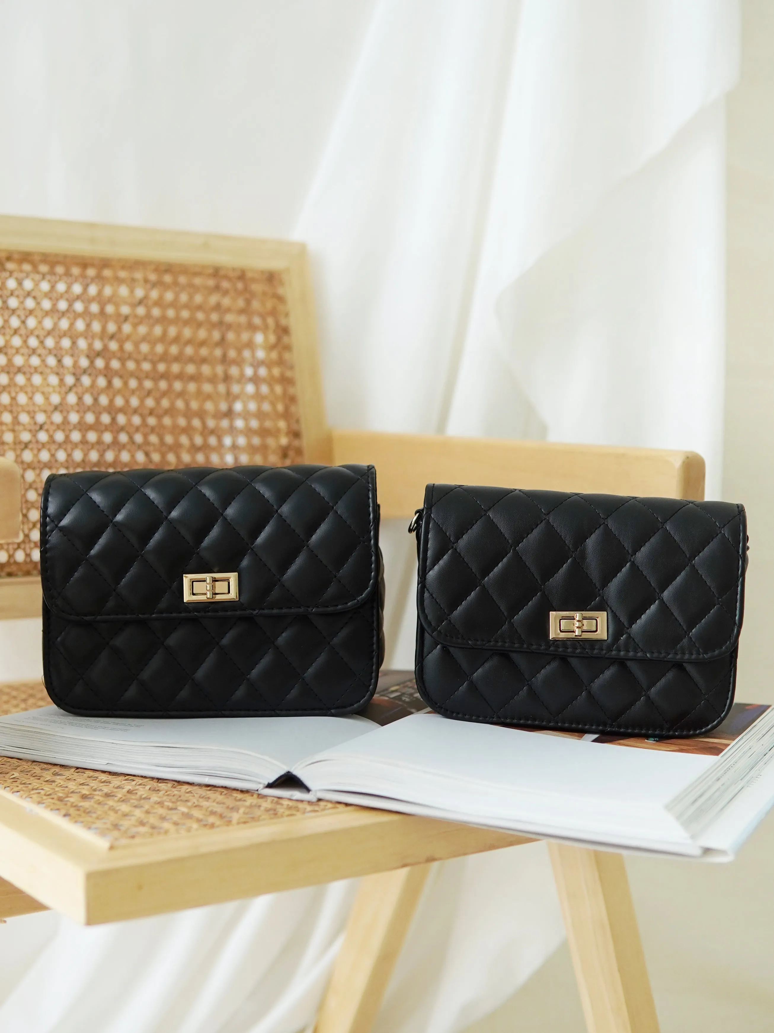 Black Gold Chain Bag