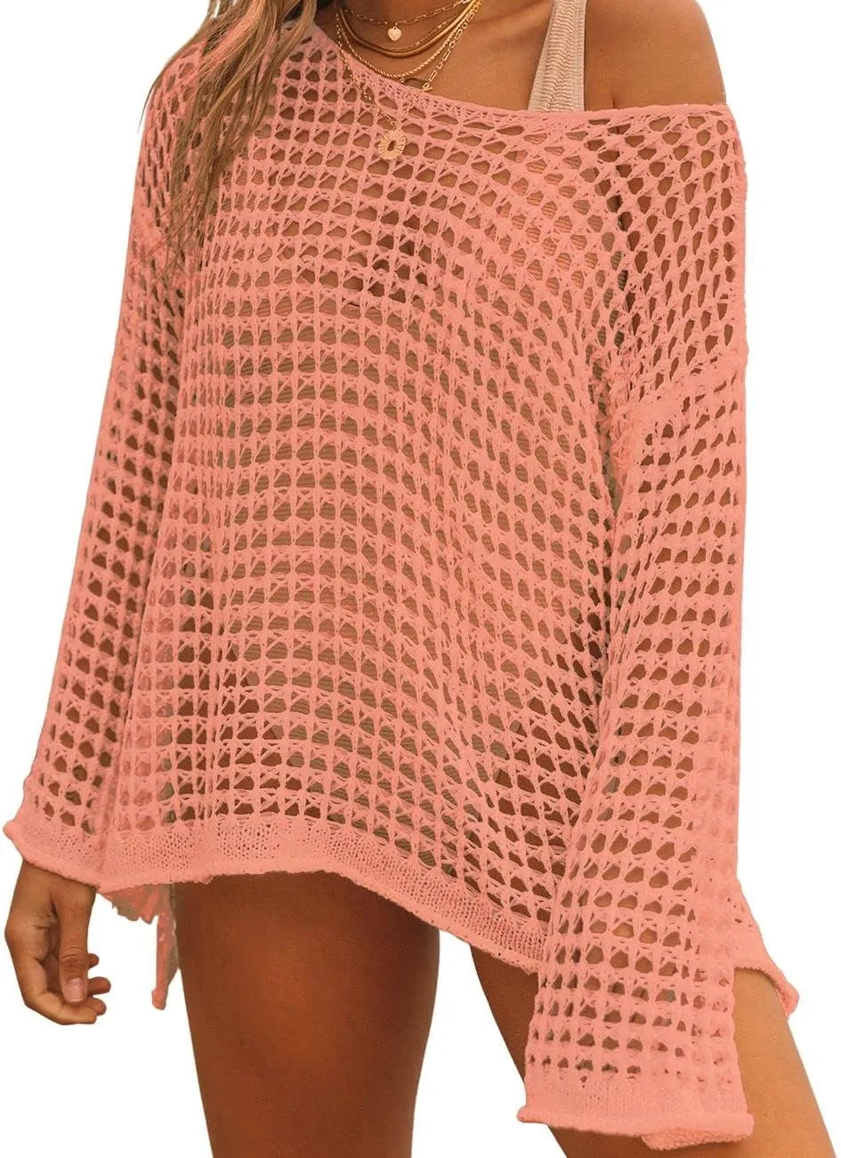 Bsubseach Crochet Cover Ups for Women Sexy Hollow Out Swim Cover Up Knit Summer Outfits