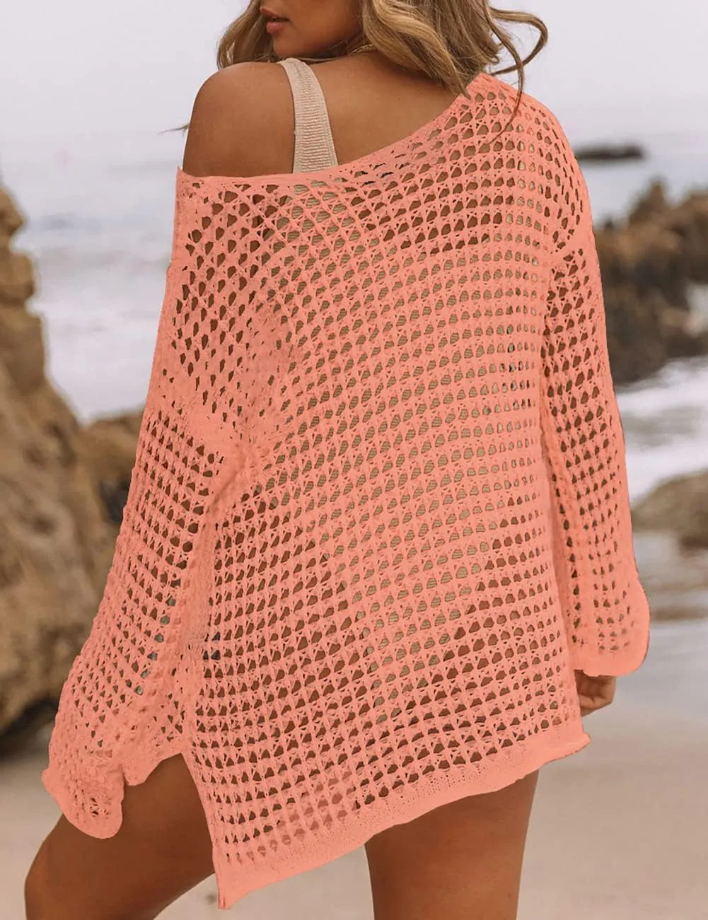 Bsubseach Crochet Cover Ups for Women Sexy Hollow Out Swim Cover Up Knit Summer Outfits