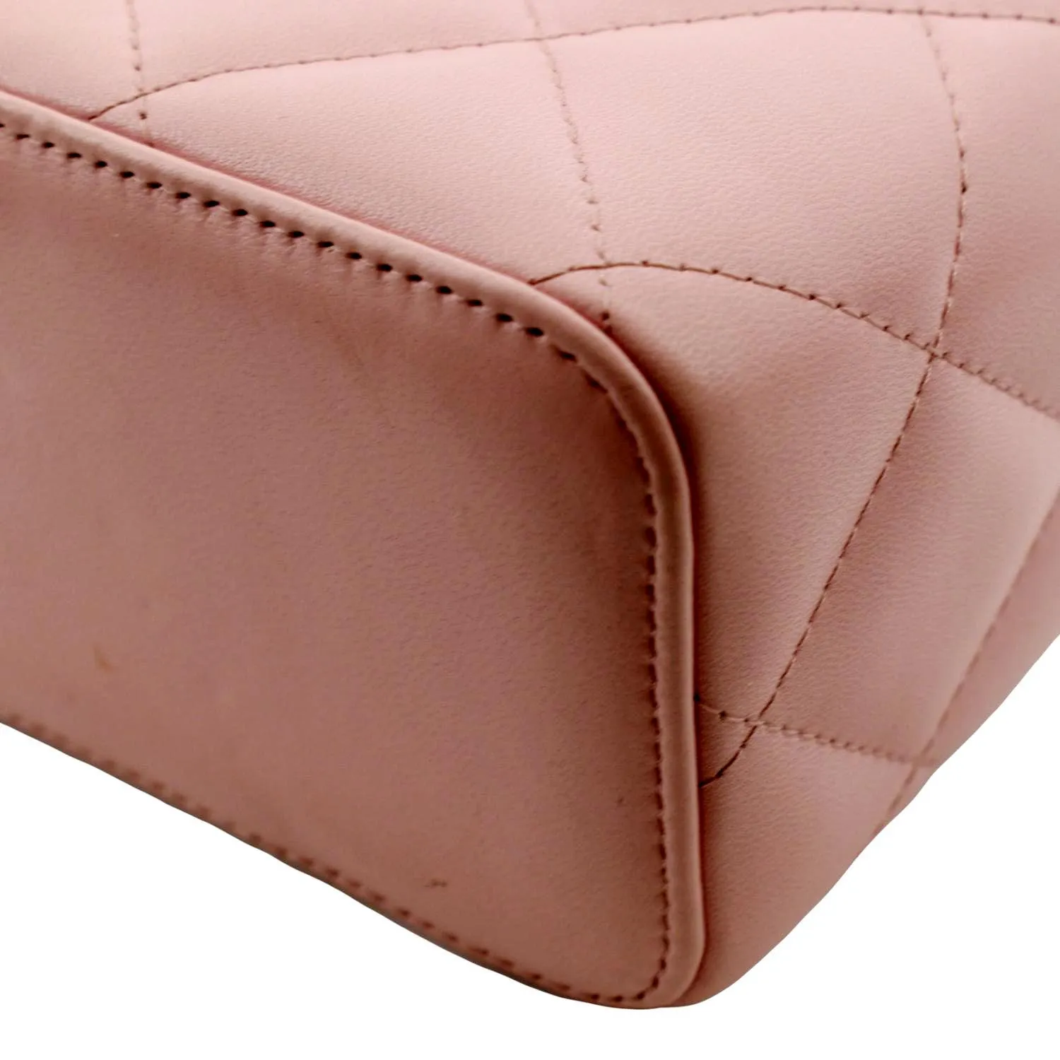 CL Resin Elegant Chain Vanity Case Quilted Leather Shoulder Bag Pink