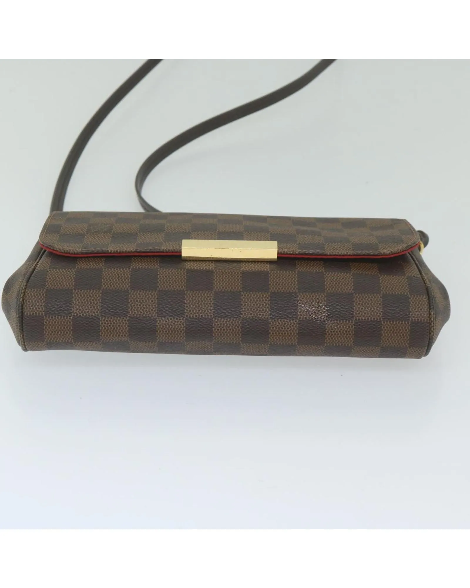 Elegant Damier Ebene Shoulder Bag with Shoulder Strap - French-made Designer Accessory