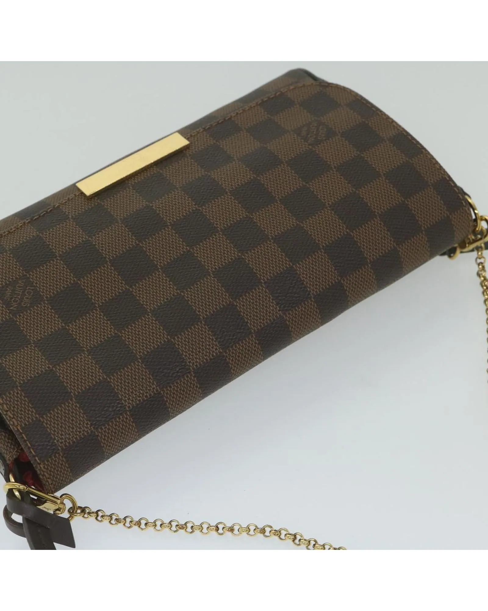Elegant Damier Ebene Shoulder Bag with Shoulder Strap - French-made Designer Accessory