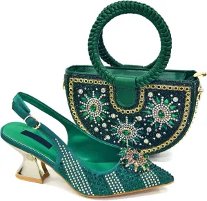 Fashion High Heels Sandals with Bags, Italian Shoes and Bag Set with Rhinestone, Shoe and Bag Matching Banquet Wedding Banquet Dinner Party Formal Occasion