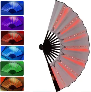 Foldable Light-Up Boots On The Ground Hand Fan for Women, LED Hand Fan for Line Dancing, Clacking Fa ns for Line Dancing (red)
