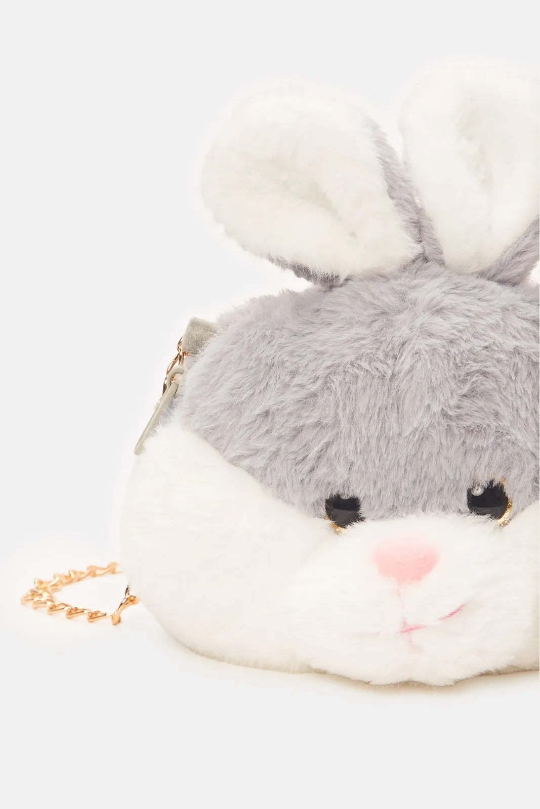 Girls Grey Rabbit Faux Fur Cross Body Bag