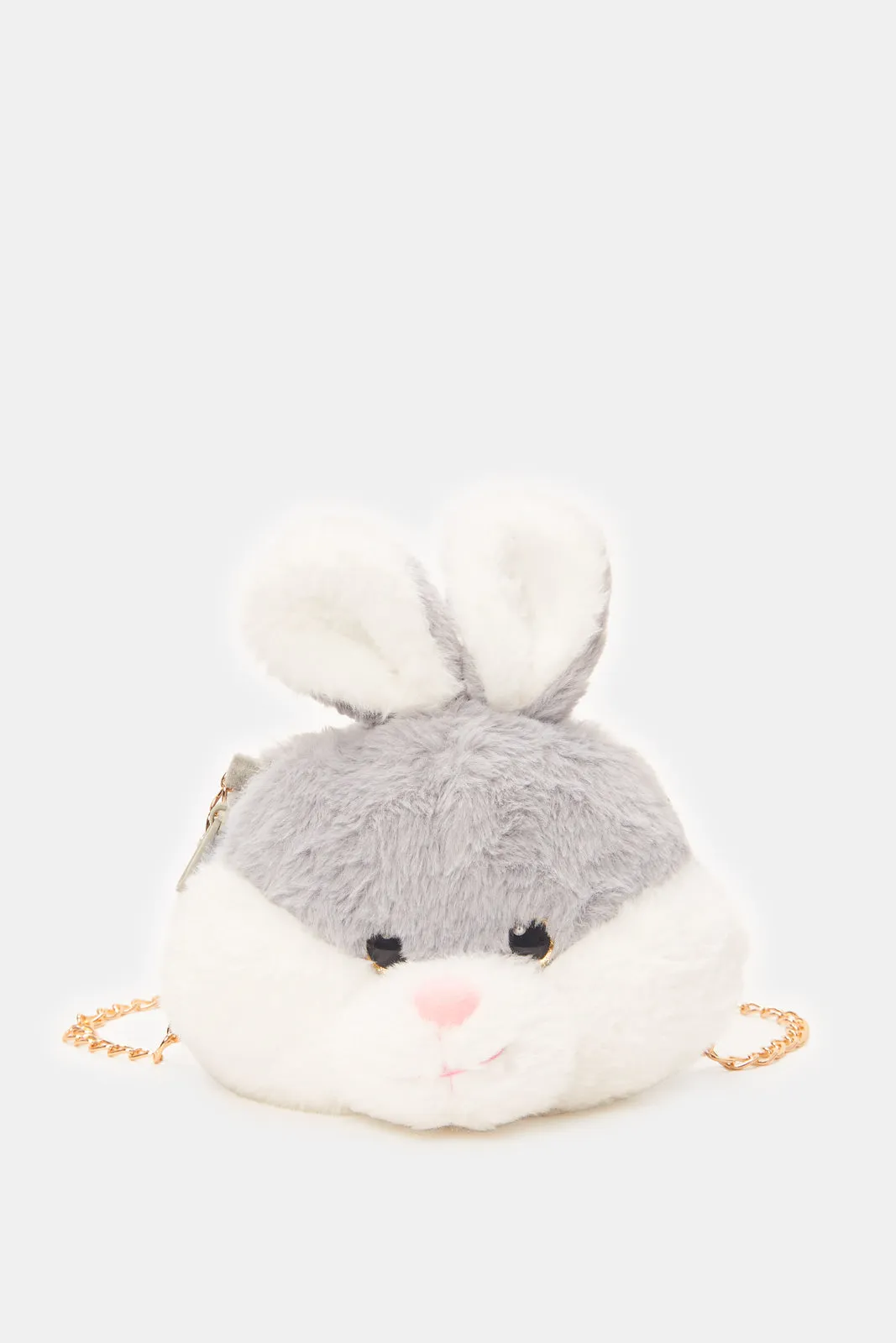 Girls Grey Rabbit Faux Fur Cross Body Bag