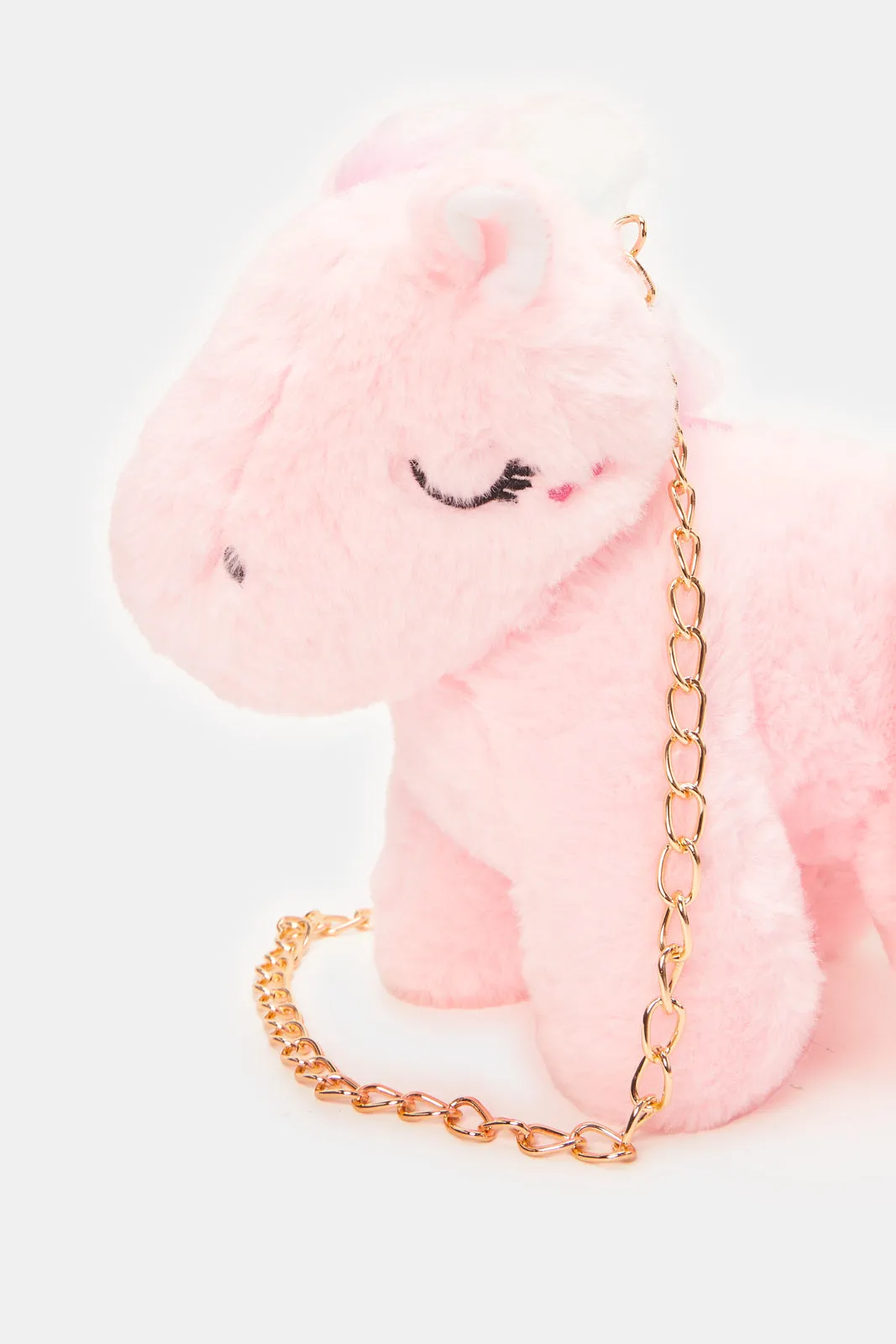 Girls Pink Unicorn Faux Fur Cross Body Bag