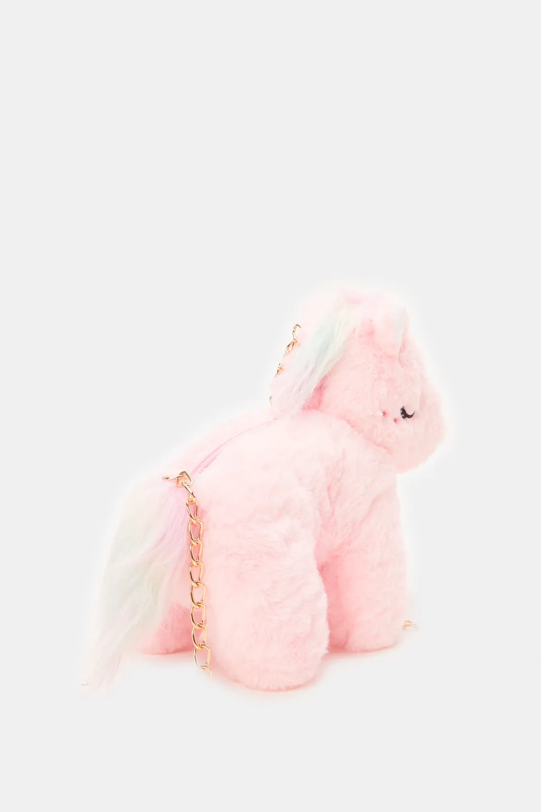 Girls Pink Unicorn Faux Fur Cross Body Bag