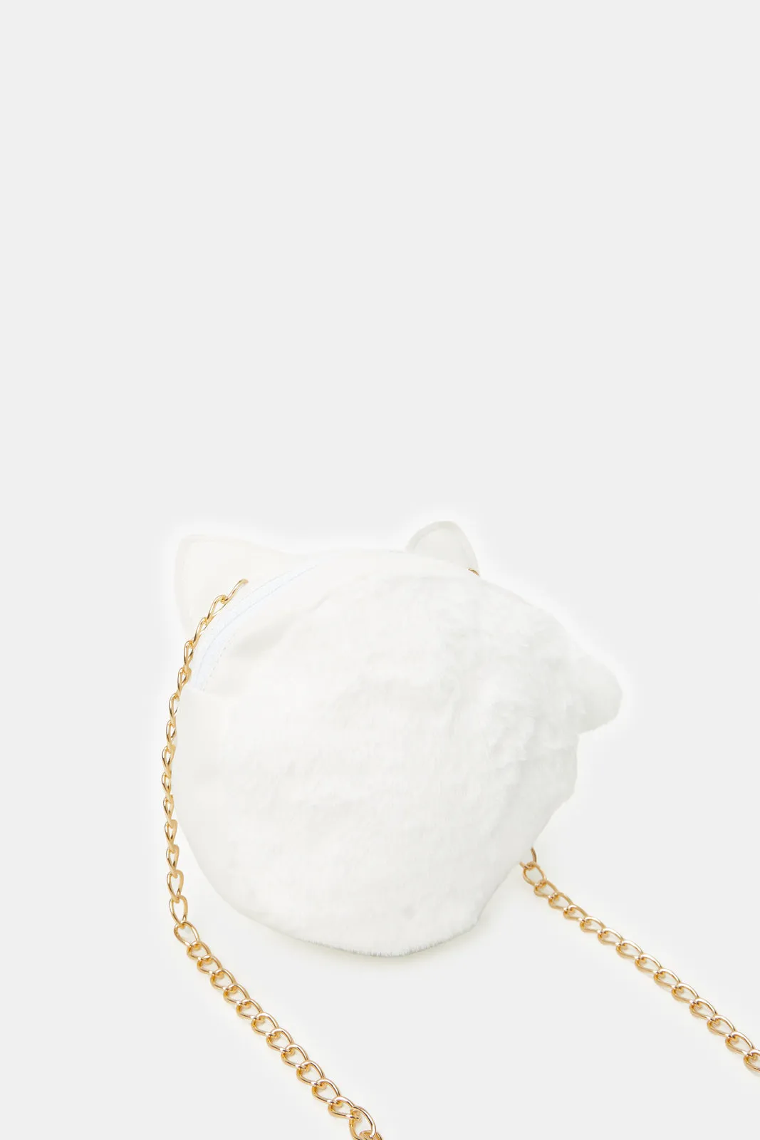 Girls White Character Faux Fur Cross Body Bag