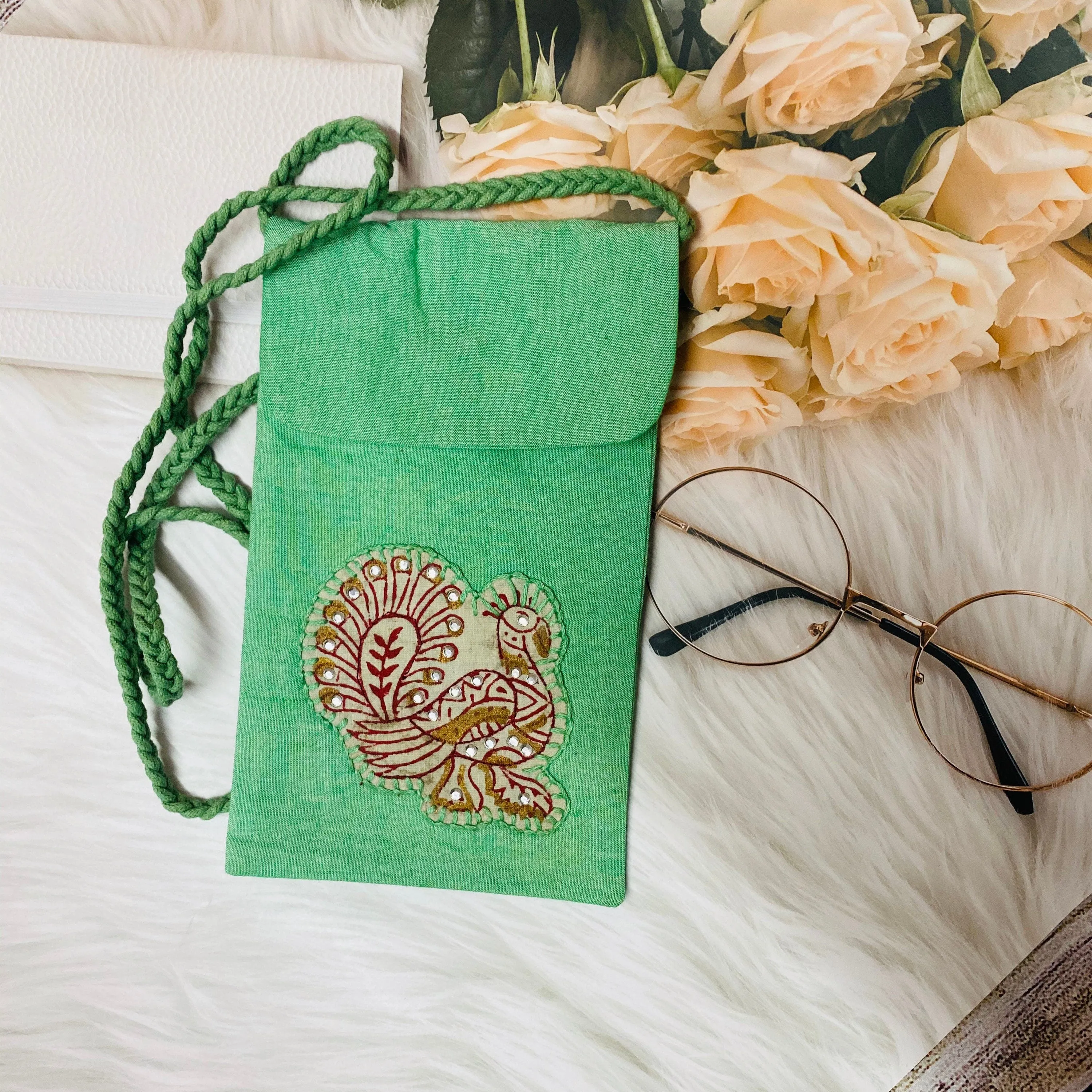 Handmade Crossbody Bag for iPhone , iPhone 12 Case , Cell Phone Pouch, Crossbody iPhone Pouch for girls , Stocking Stuffer