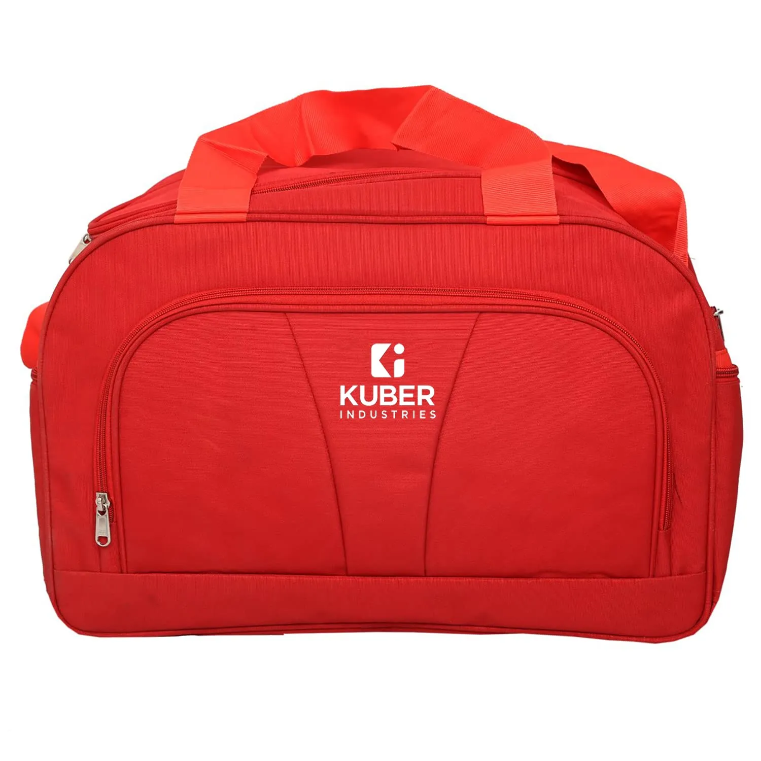 Kuber Industries Rexine Lightweight Travel Duffle Bag with Handle & 3 Outside Zipper Compartments,Large Capacity (Red)