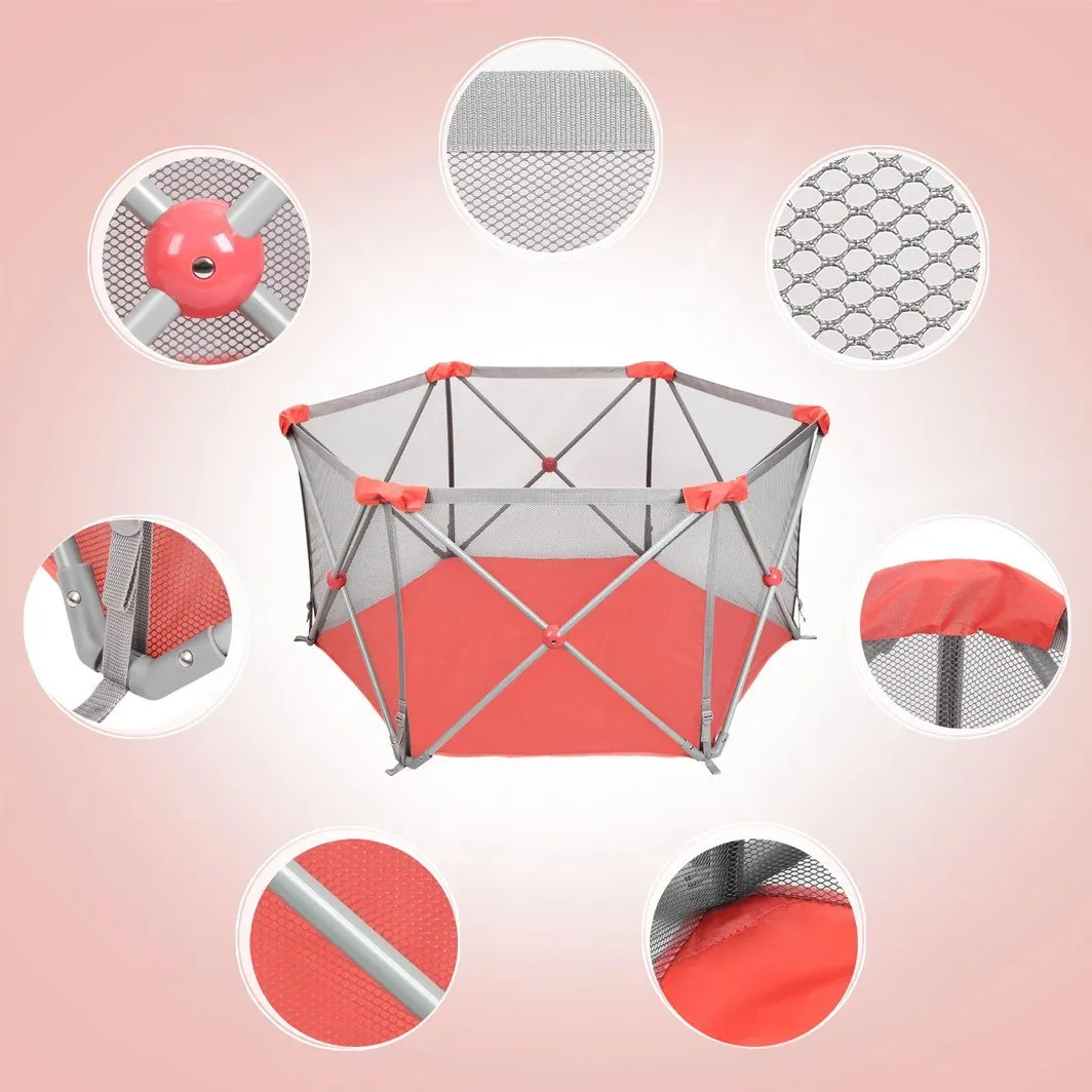 Odoland Safety Portable Playpen Infants Toddler Fence