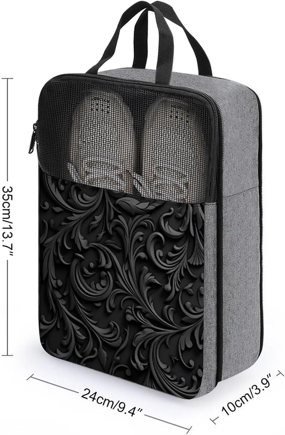 Shoe Bags for Travel Women Men,Black Print Foldable Shoe Travel Bag with Zipper,Travel Shoe Bags for Storage Packing in Suitcase,Portable Travel Essentials
