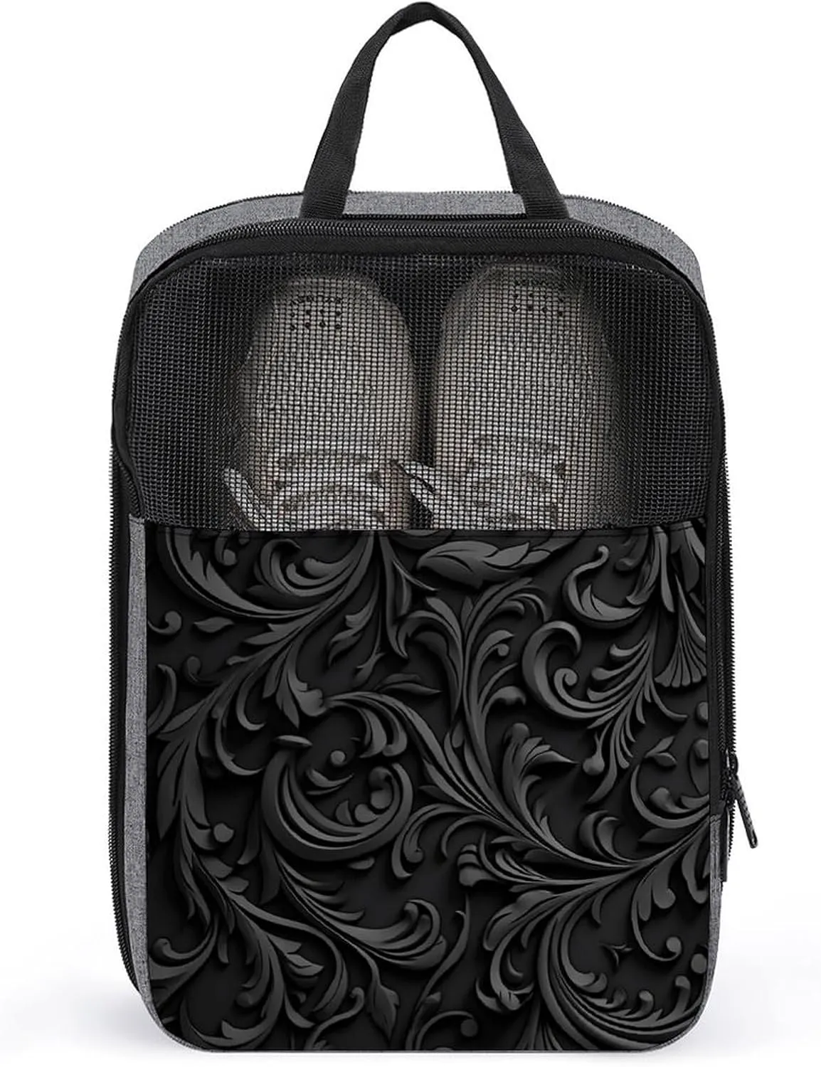 Shoe Bags for Travel Women Men,Black Print Foldable Shoe Travel Bag with Zipper,Travel Shoe Bags for Storage Packing in Suitcase,Portable Travel Essentials