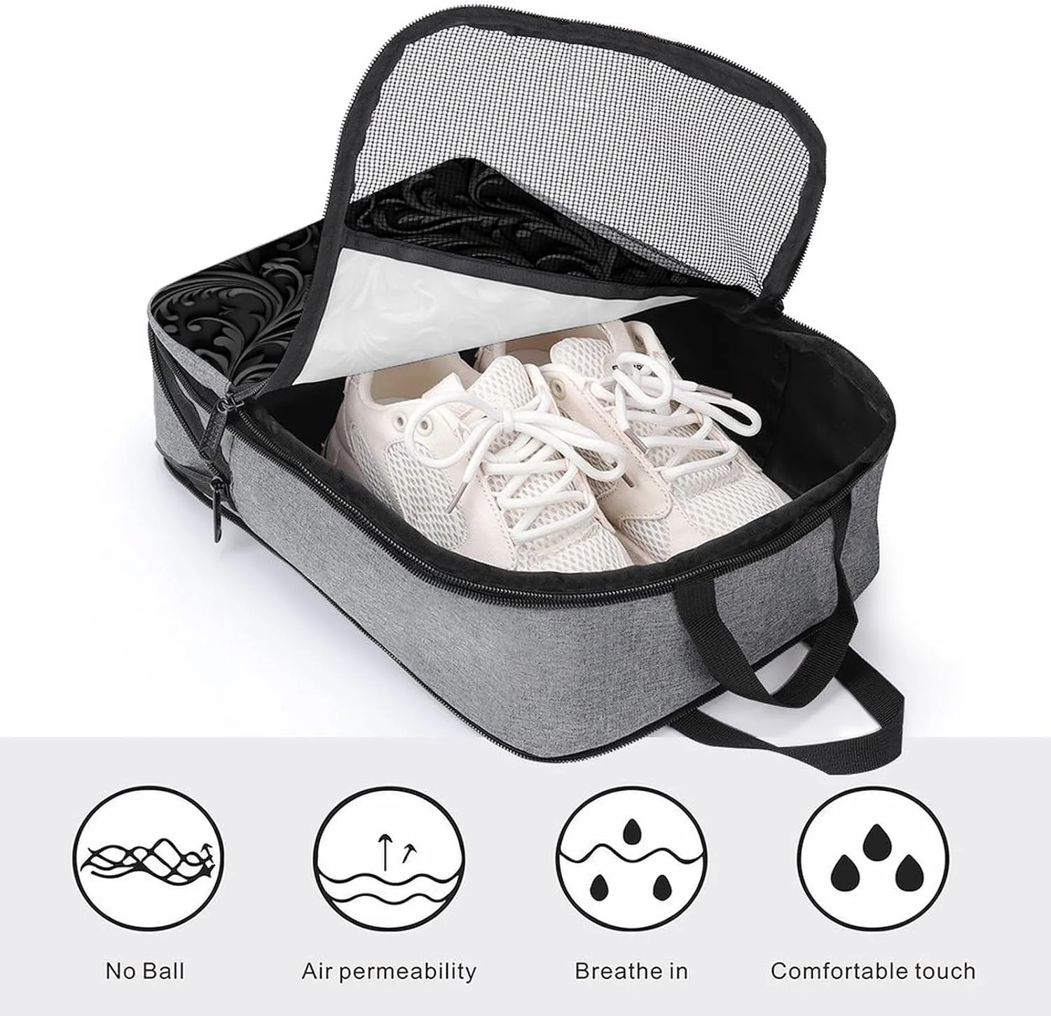 Shoe Bags for Travel Women Men,Black Print Foldable Shoe Travel Bag with Zipper,Travel Shoe Bags for Storage Packing in Suitcase,Portable Travel Essentials