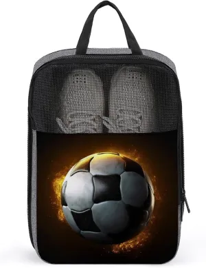 Shoe Bags for Travel Women Men,Football Soccer Print Foldable Shoe Travel Bag with Zipper,Travel Shoe Bags for Storage Packing in Suitcase,Portable Travel Essentials