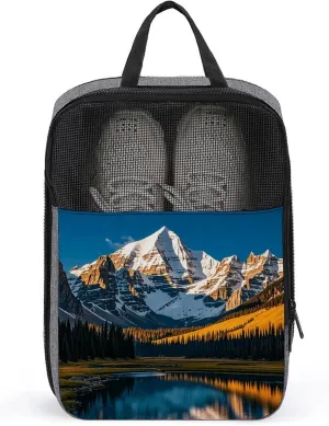 Shoe Bags for Travel Women Men,Rocky Mountain Range Print Foldable Shoe Travel Bag with Zipper,Travel Shoe Bags for Storage Packing in Suitcase,Portable Travel Essentials