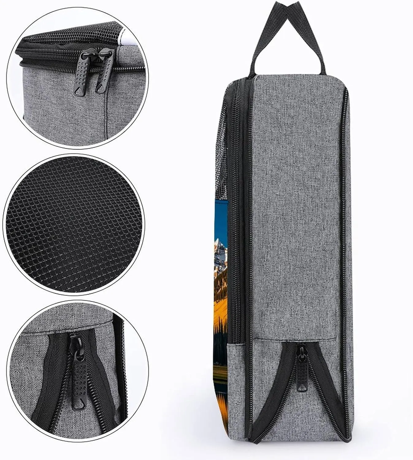 Shoe Bags for Travel Women Men,Rocky Mountain Range Print Foldable Shoe Travel Bag with Zipper,Travel Shoe Bags for Storage Packing in Suitcase,Portable Travel Essentials