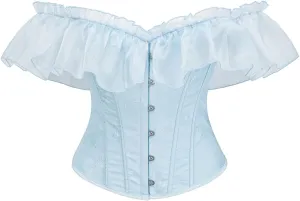 SHYMMUO Women Corset Top with Lace Sleeve Lace Up Sexy Bustier Lingerie Waist Trainer Costume Tops