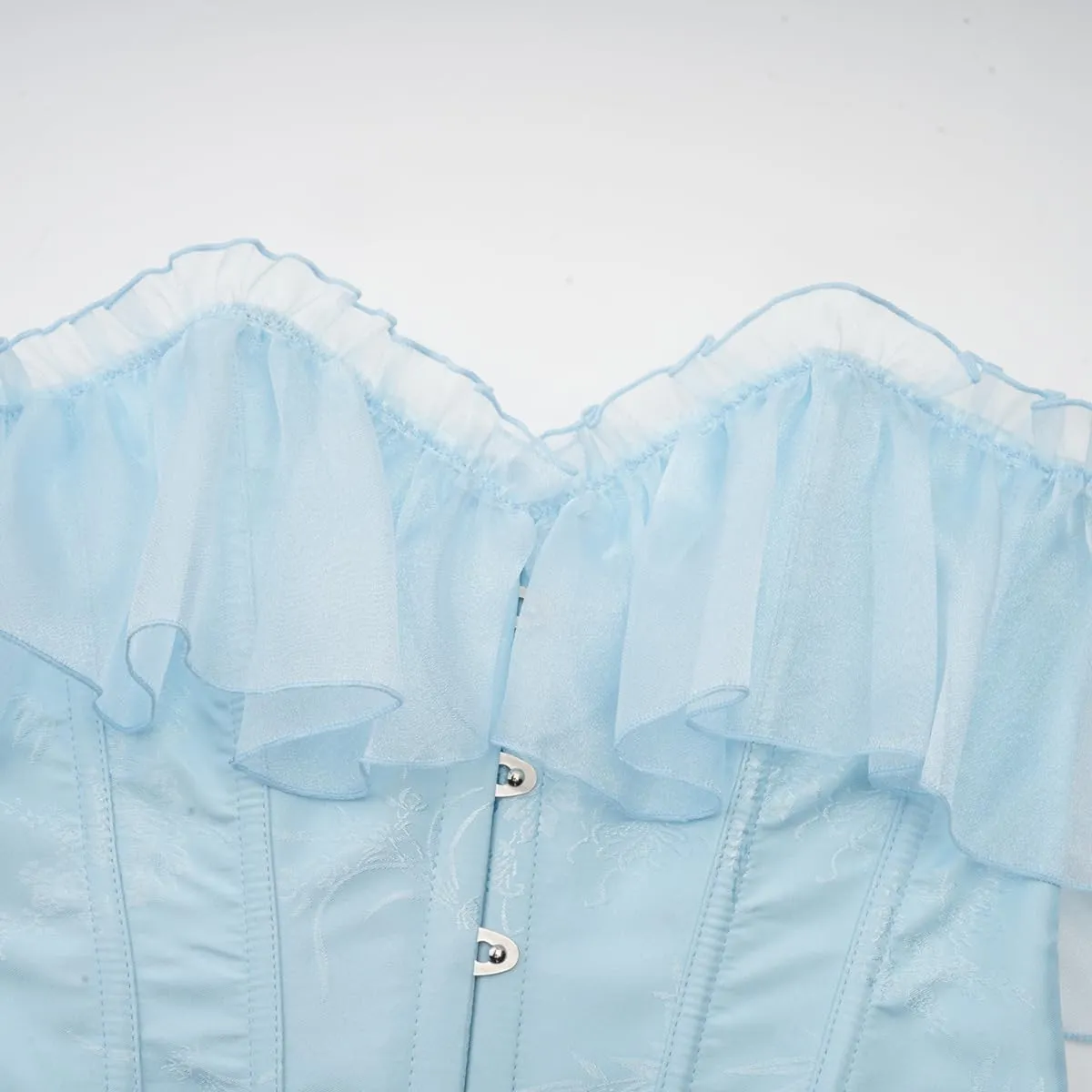 SHYMMUO Women Corset Top with Lace Sleeve Lace Up Sexy Bustier Lingerie Waist Trainer Costume Tops