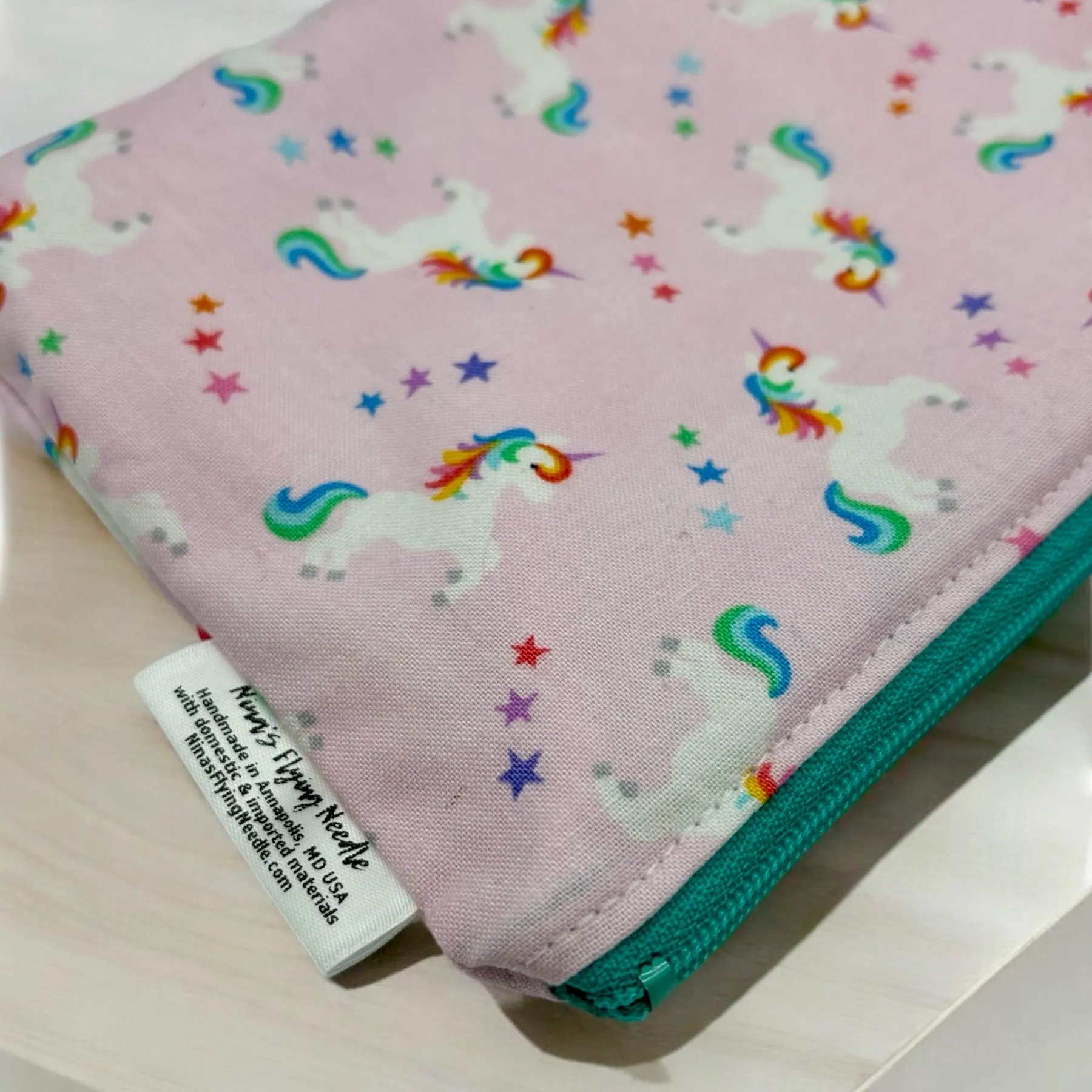 Snack Sized Reusable Zippered Bag Unicorns Rainbows