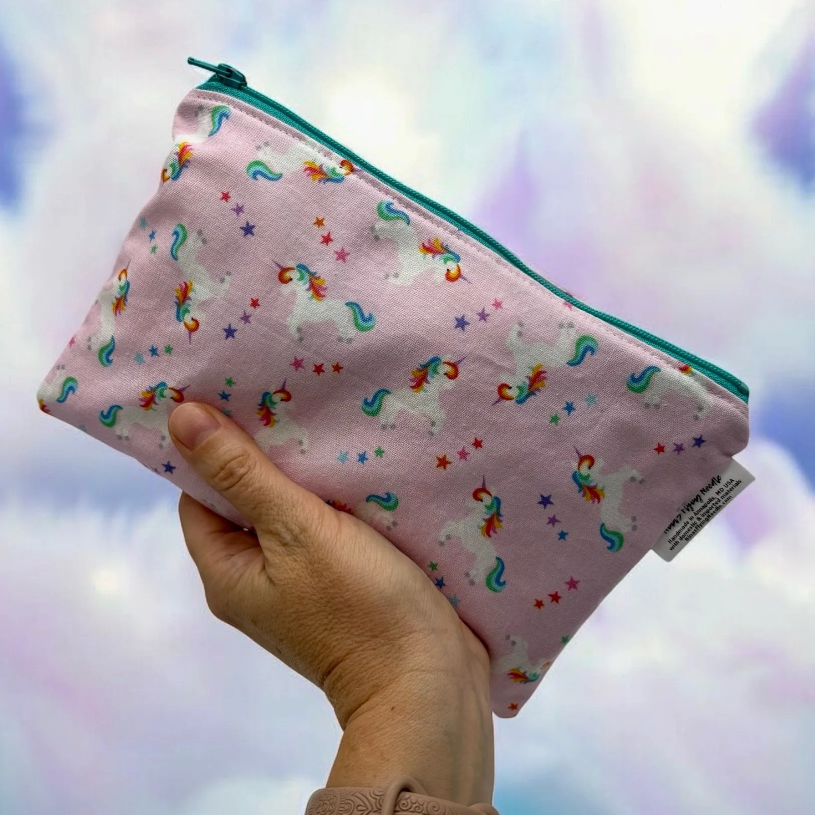 Snack Sized Reusable Zippered Bag Unicorns Rainbows