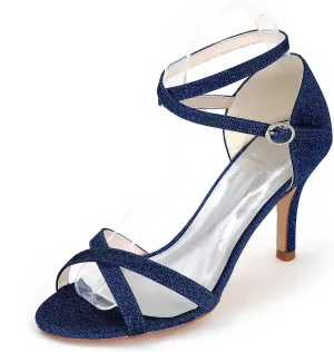 TarfiC Women's High Heel Sparkly Sandals Ankle Strap Buckle Bridal Pumps Rhinestones Open Toe Sandals for Wedding Banquet