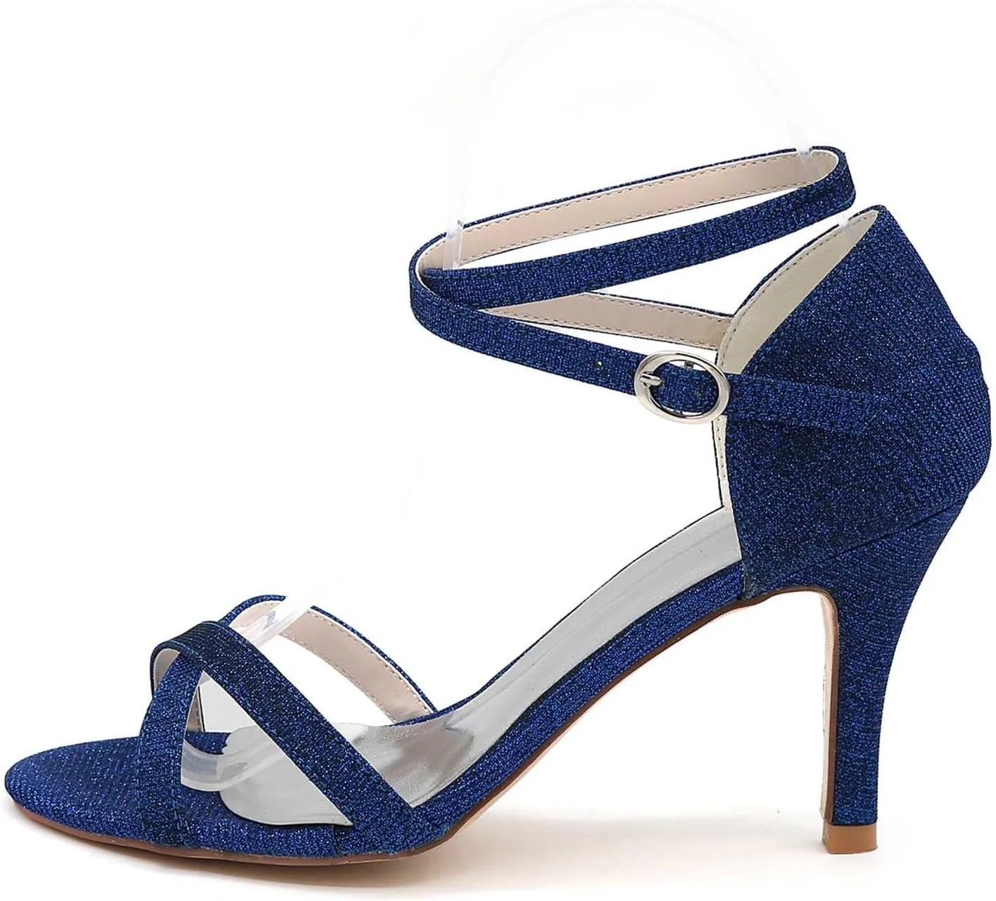 TarfiC Women's High Heel Sparkly Sandals Ankle Strap Buckle Bridal Pumps Rhinestones Open Toe Sandals for Wedding Banquet