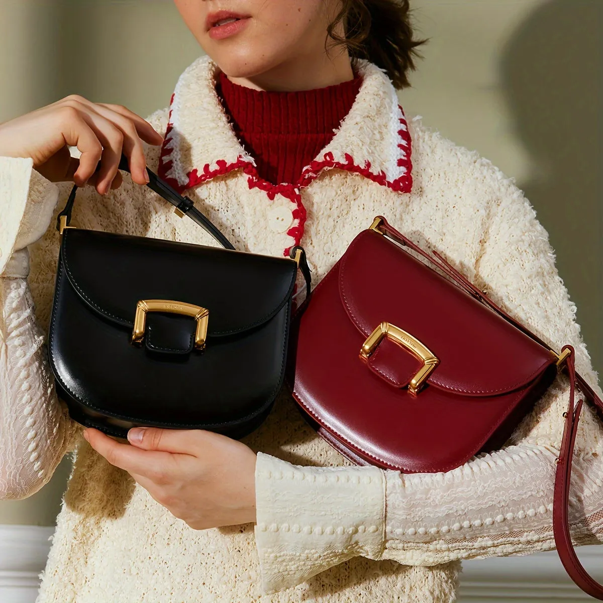 Trendy Saddle Bag -  New Arrival, Retro Style, Crossbody, Shoulder Bag, Ladies Handbag, Wedding Bag, Stylish and Elegant Design
