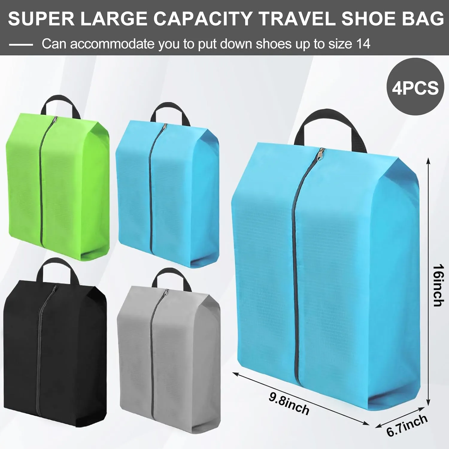 Vivinin Travel Shoe Bags - 4PCS Multi-functional Portable Shoe Bags for All People - Women and Men (Black, Navy, Gray, Light Green)