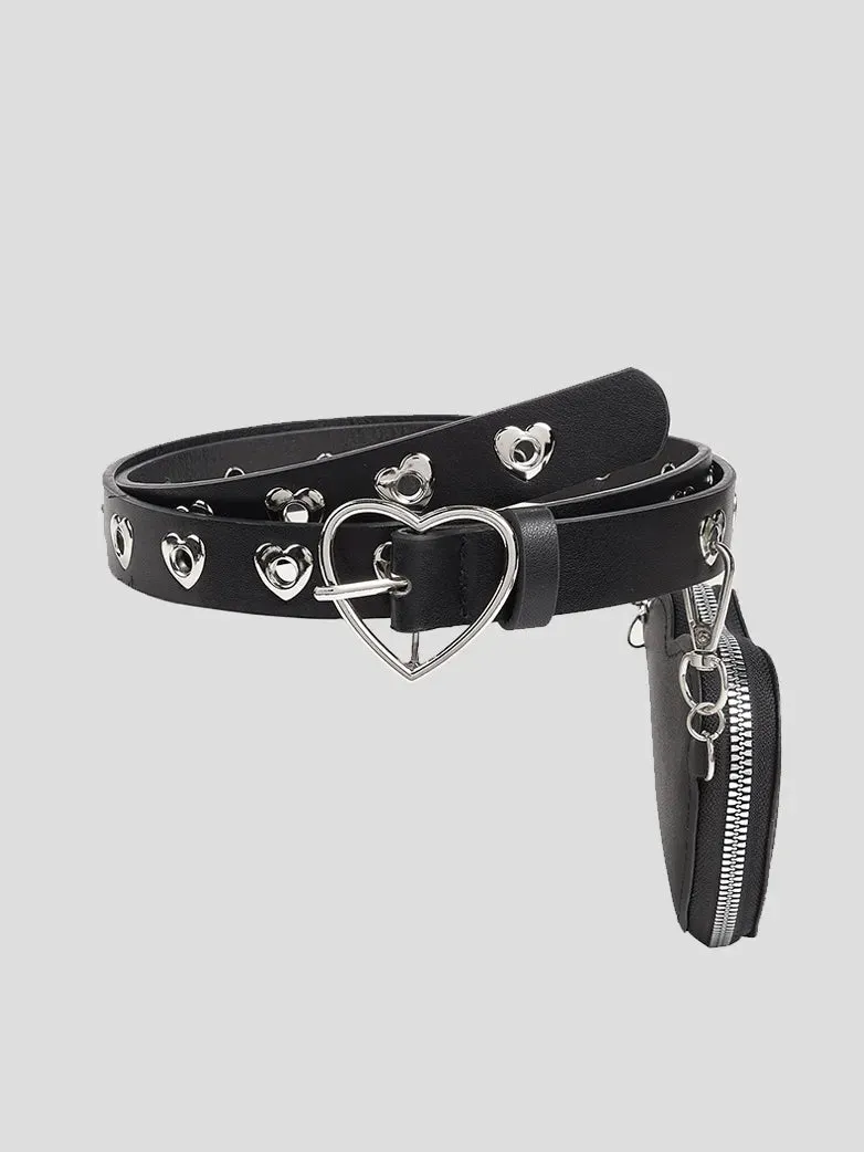 Women Gothic Punk Love Metal Waist Chain with Bag