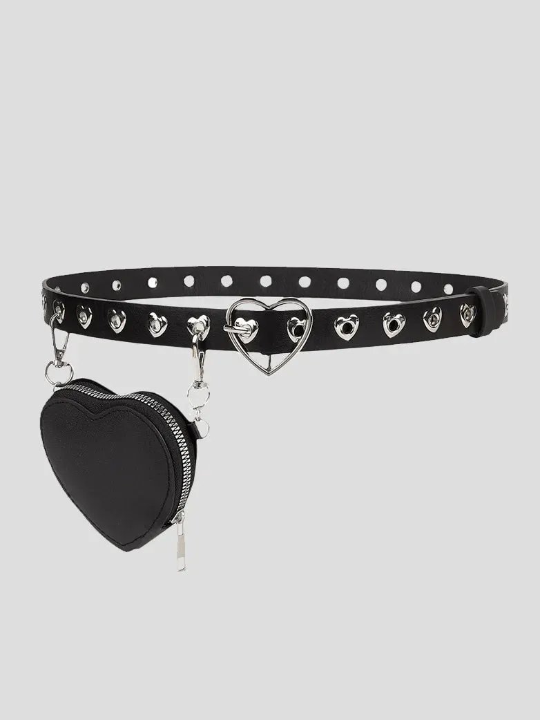 Women Gothic Punk Love Metal Waist Chain with Bag