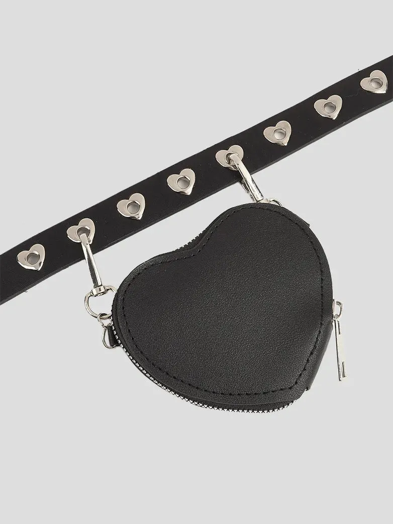 Women Gothic Punk Love Metal Waist Chain with Bag